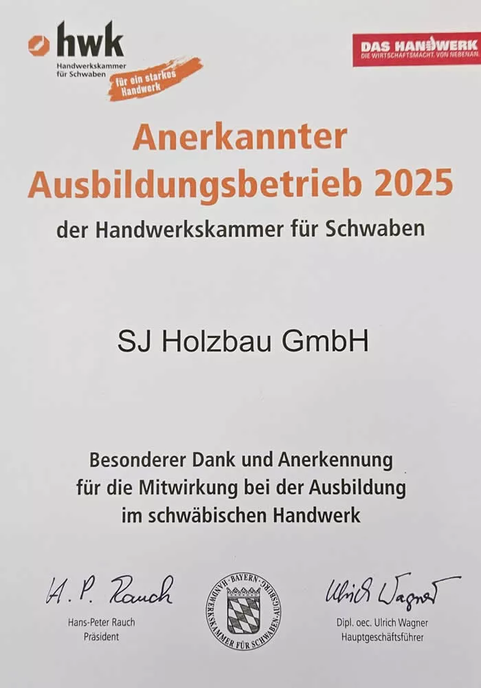 Anerkannter Ausbildungsbetrieb 2025